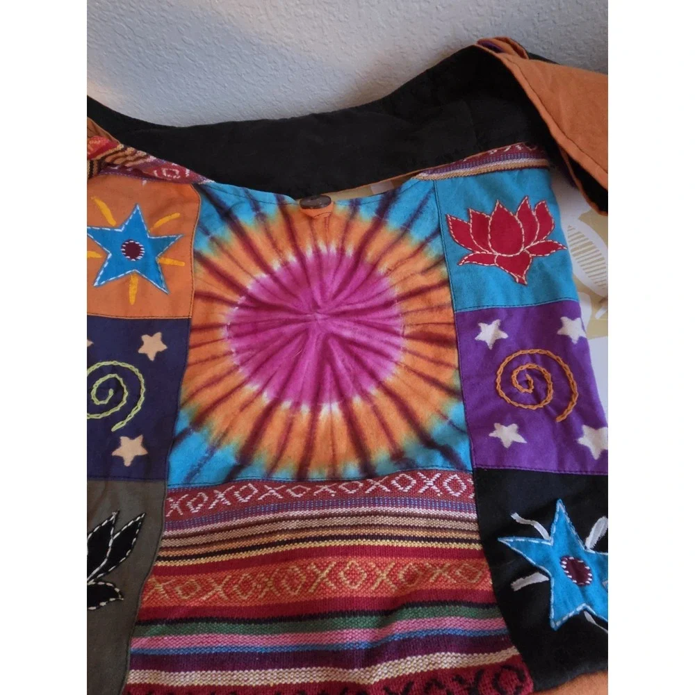Gypsy Rose Slingback Purse Hippie Hobo Bag Tie Dye 70s Retro